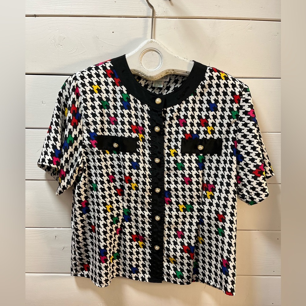 PRINCIPLES Vintage Black & White Houndstooth Blouse – Size L (12)